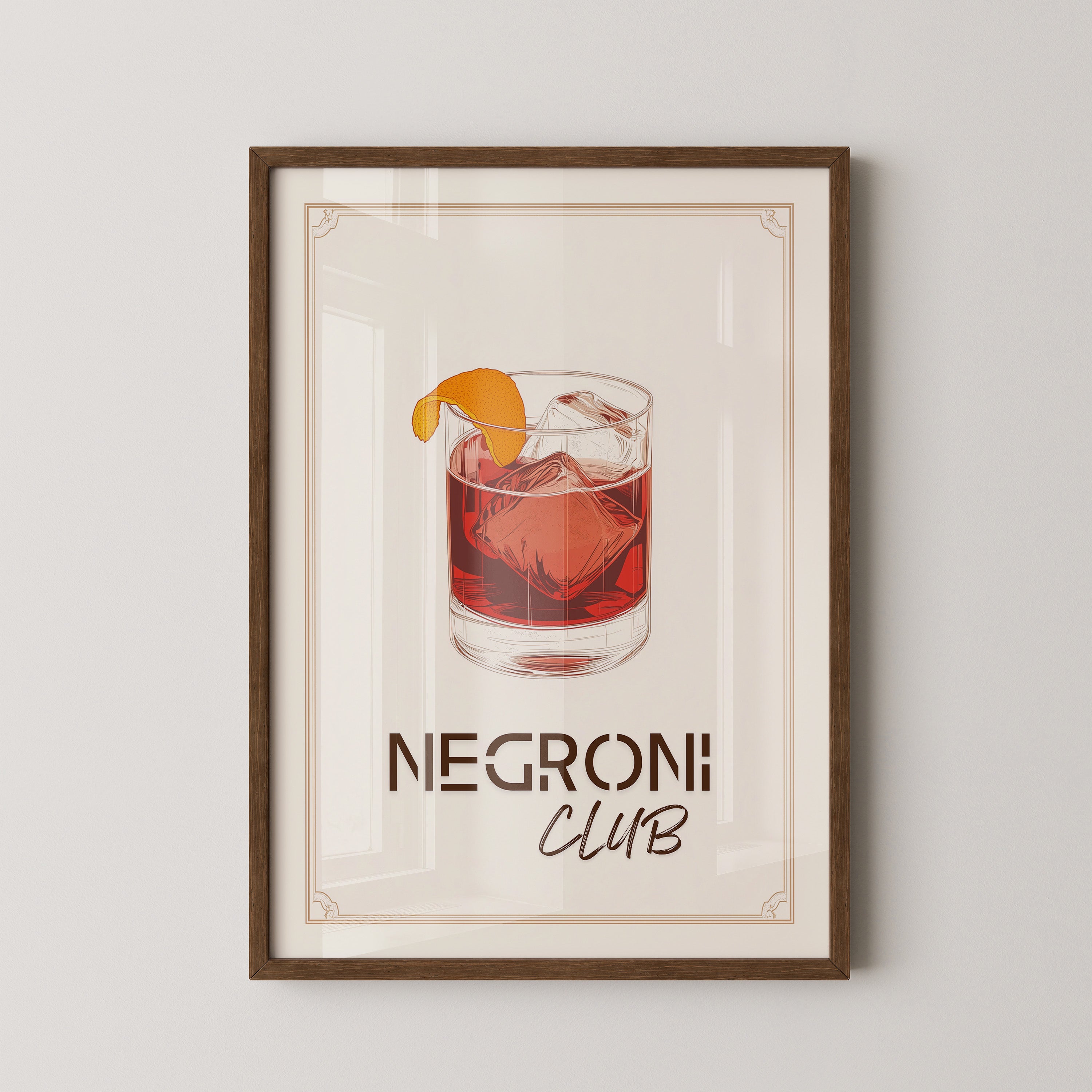 Negroni Drink Illustration Retro