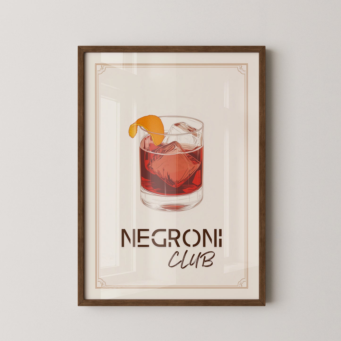 Negroni Drink Illustration Retro