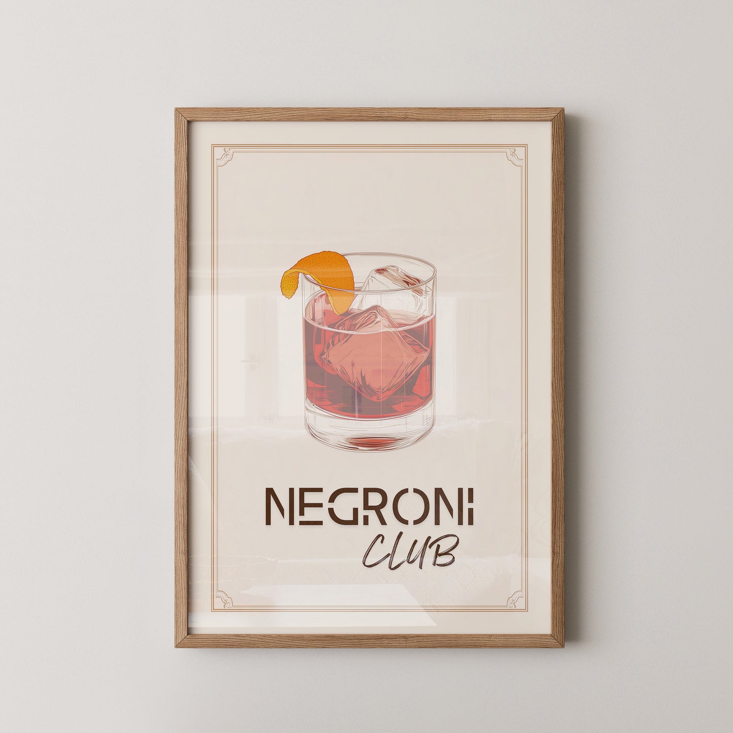 Negroni Drink Illustration Retro