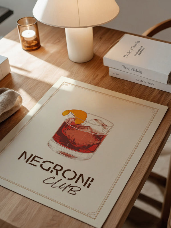 Negroni Drink Illustration Retro