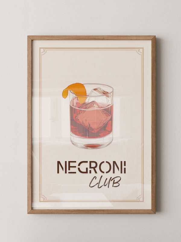 Negroni Drink Illustration Retro