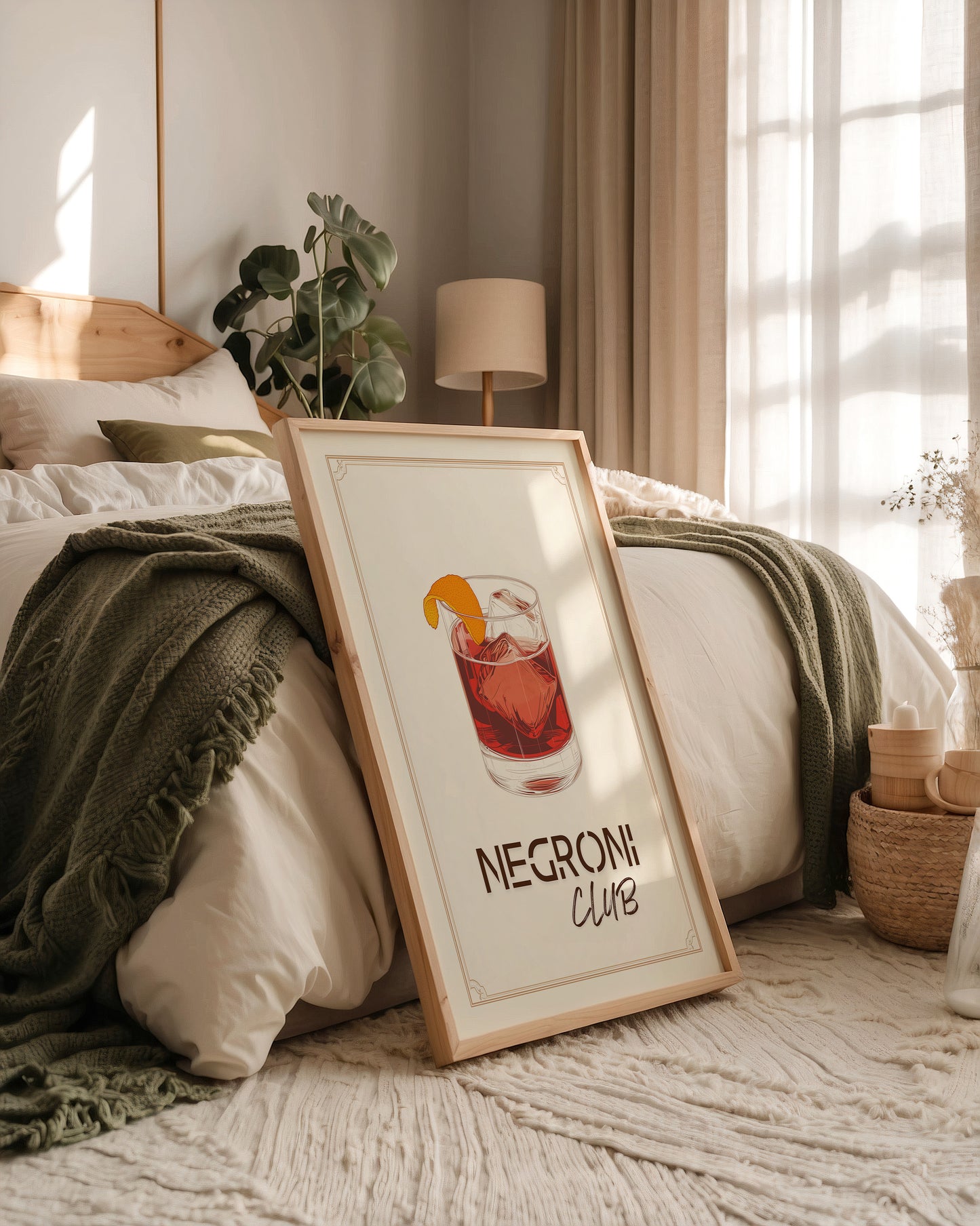 Negroni Drink Illustration Retro