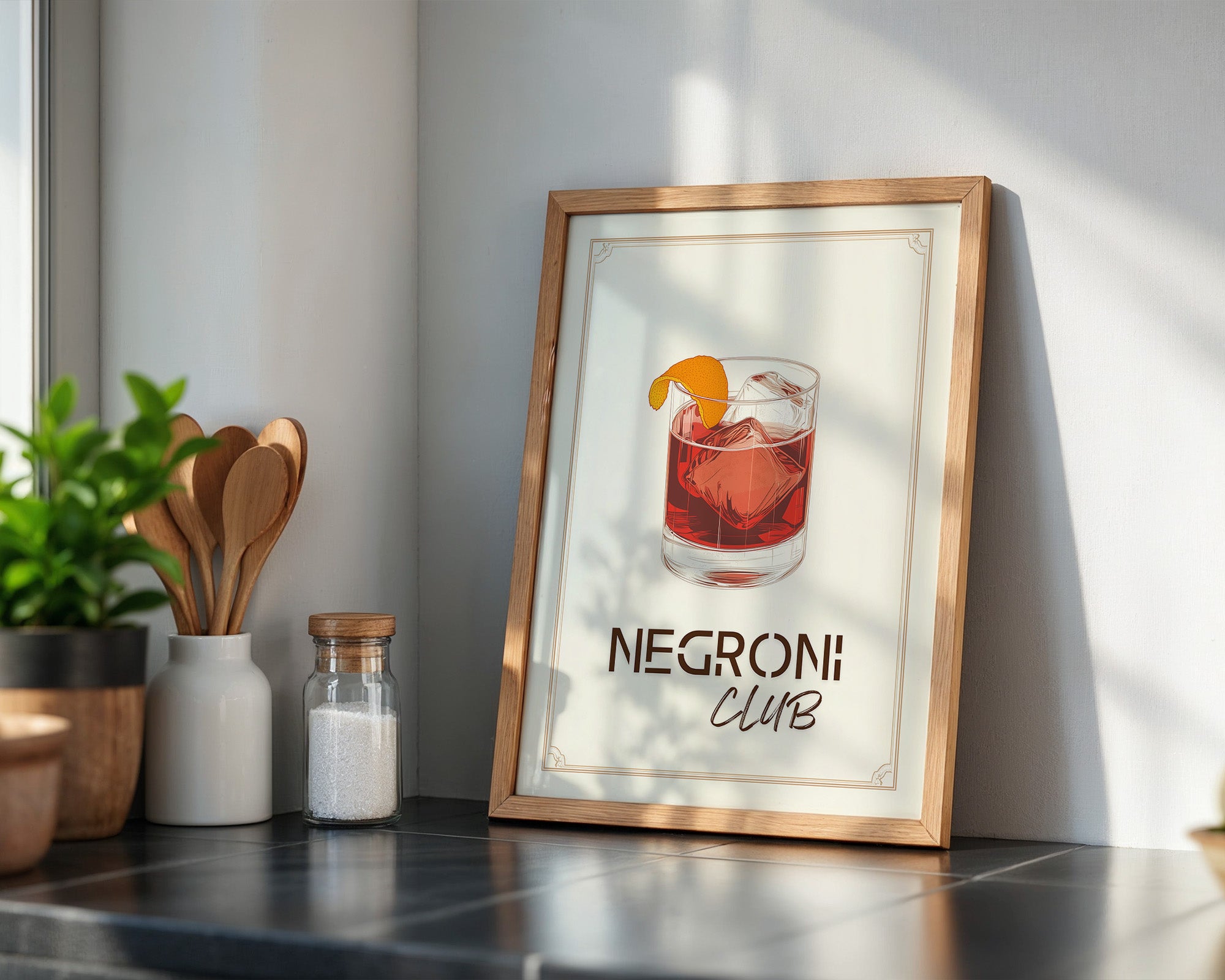 Negroni Drink Illustration Retro