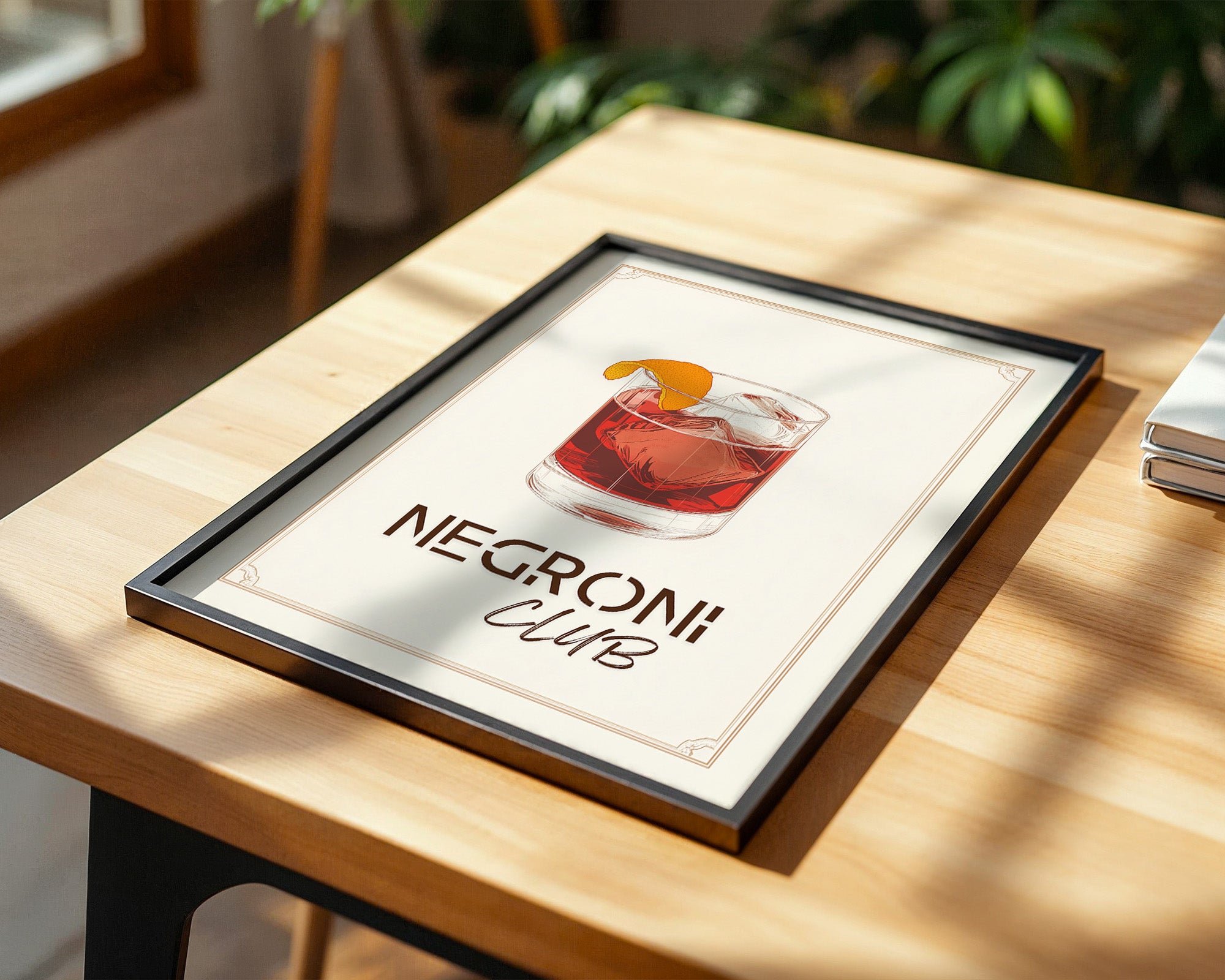 Negroni Drink Illustration Retro