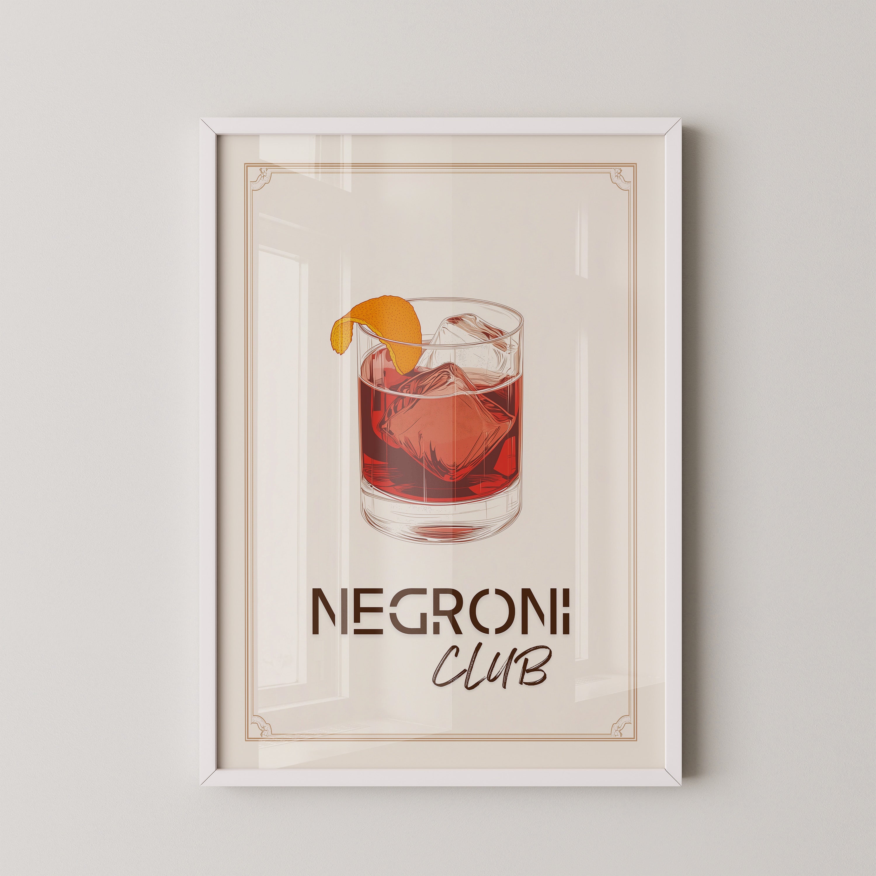 Negroni Drink Illustration Retro