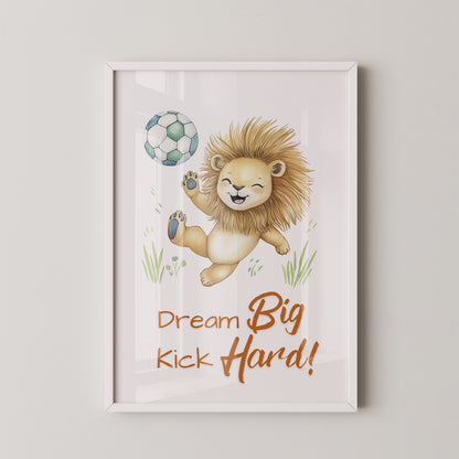 Löwenkicker Illustration Fußballspaß