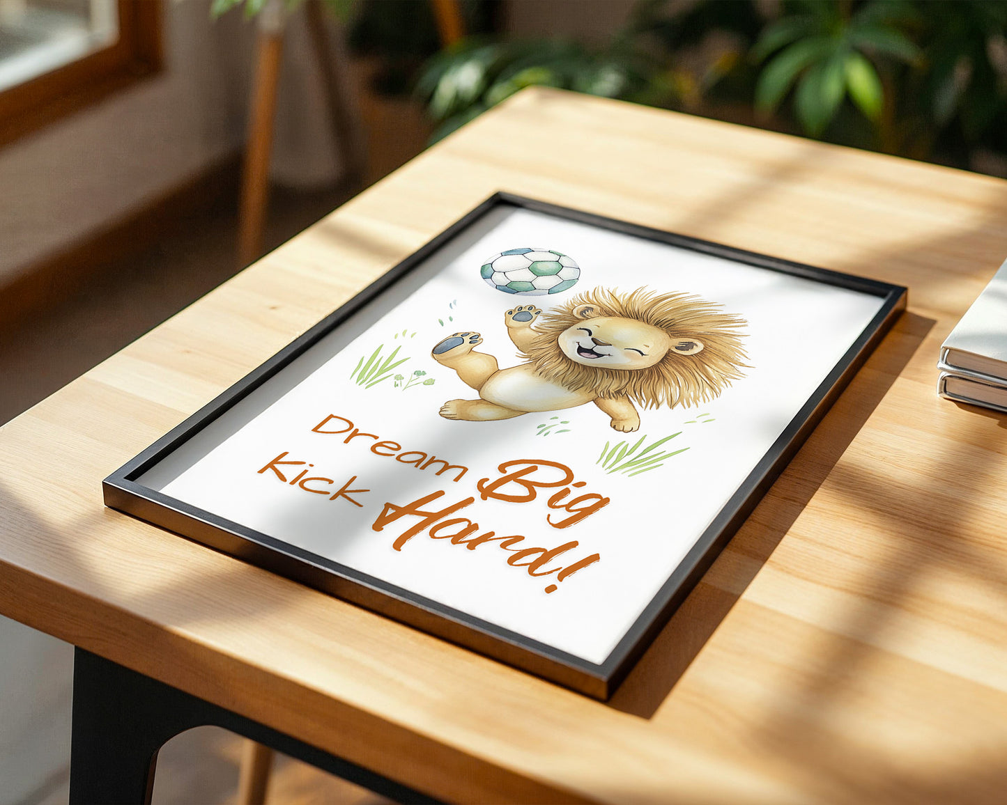 Löwenkicker Illustration Fußballspaß