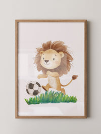 Löwe Fußball Illustration verspielt
