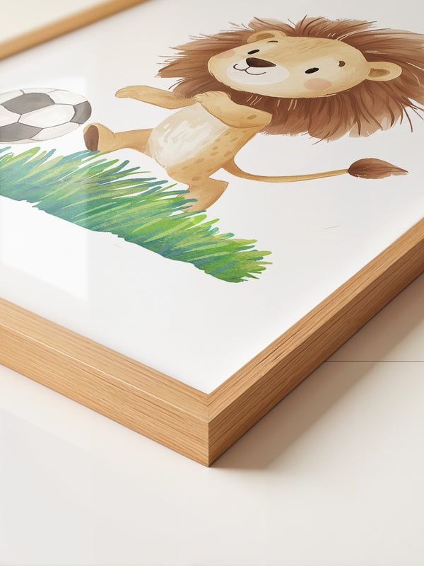 Löwe Fußball Illustration verspielt