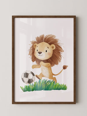Löwe Fußball Illustration verspielt