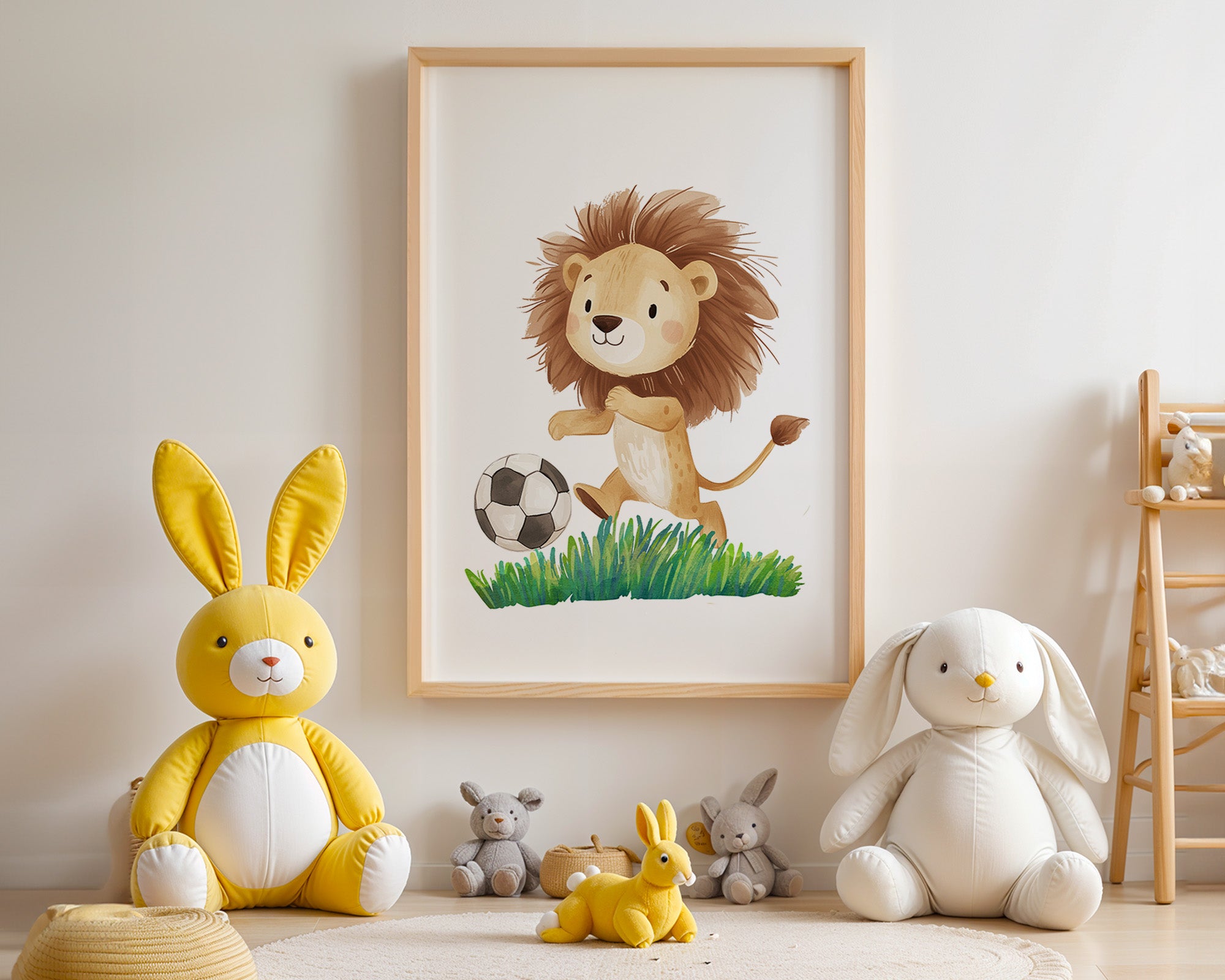 Löwe Fußball Illustration verspielt