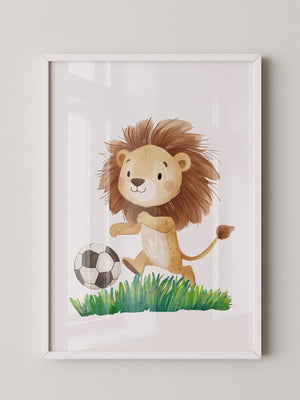 Löwe Fußball Illustration verspielt