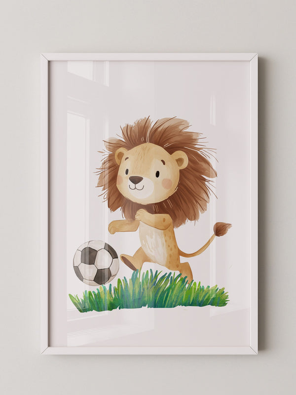 Löwe Fußball Illustration verspielt
