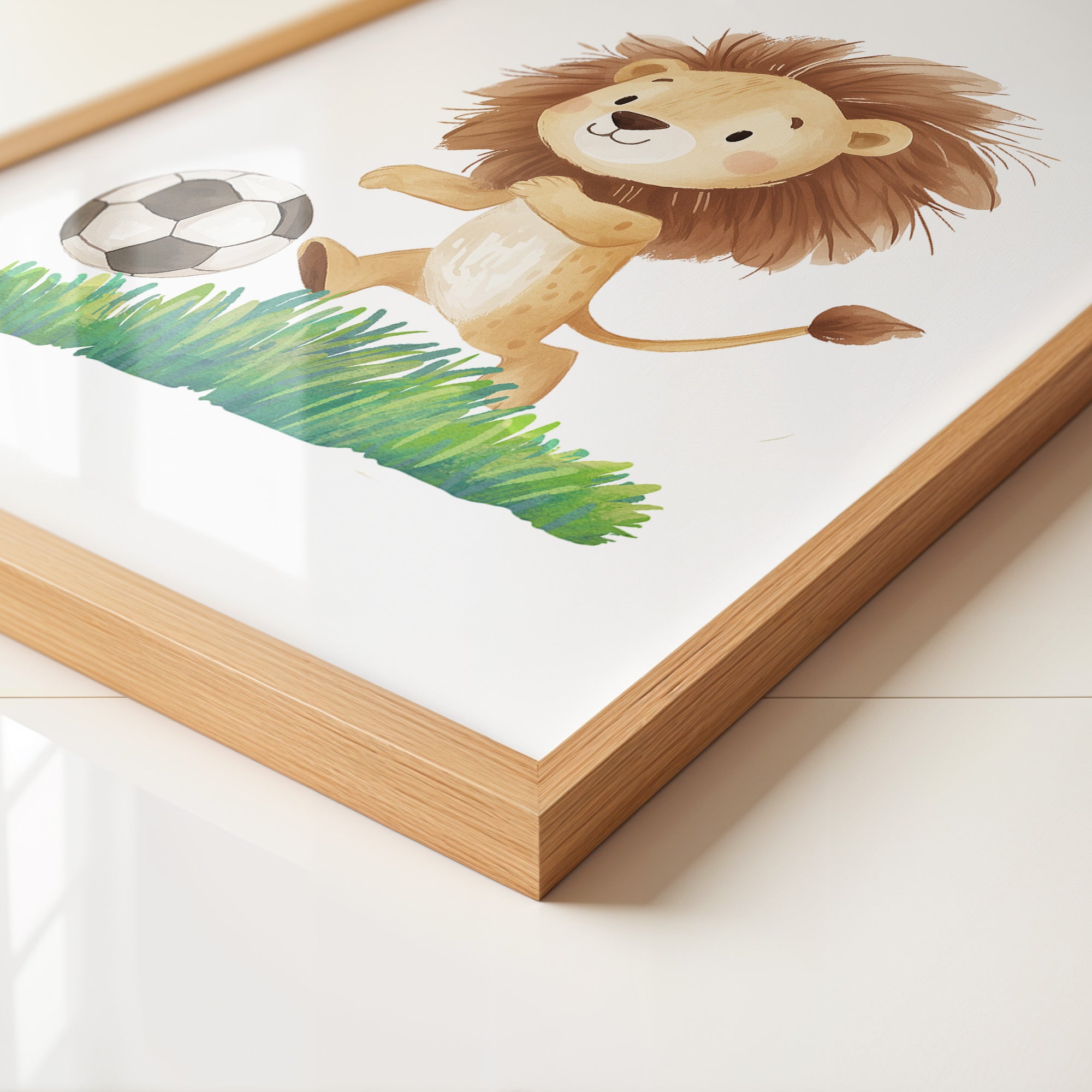 Löwe Fußball Illustration verspielt