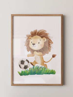 Löwe Fußball Illustration verspielt
