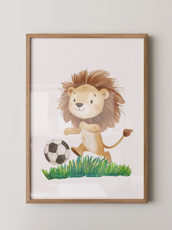 Löwe Fußball Illustration verspielt