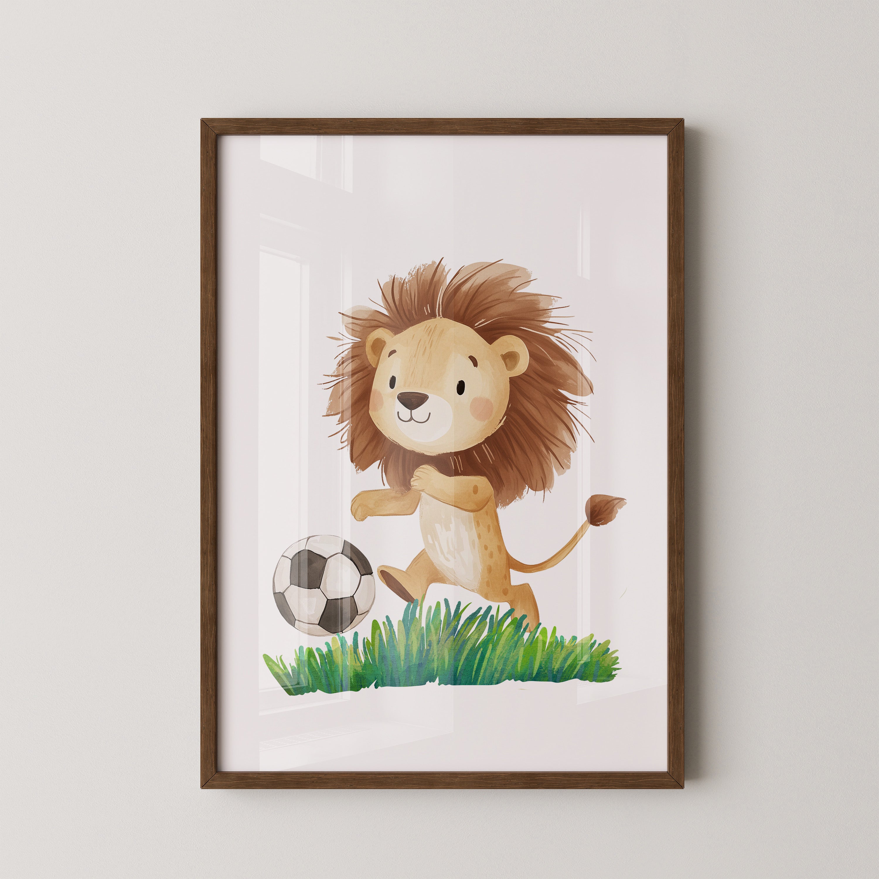 Löwe Fußball Illustration verspielt