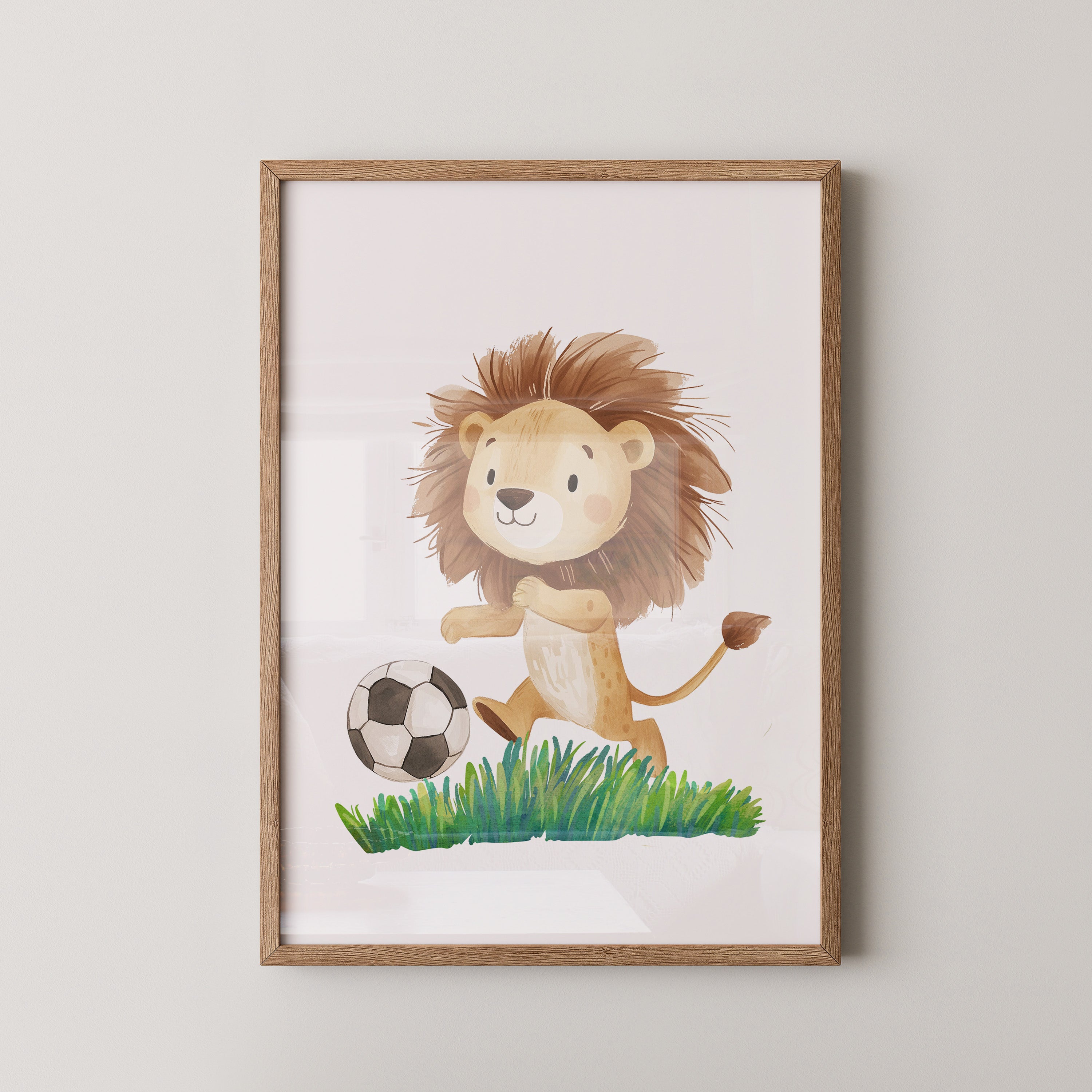 Löwe Fußball Illustration verspielt