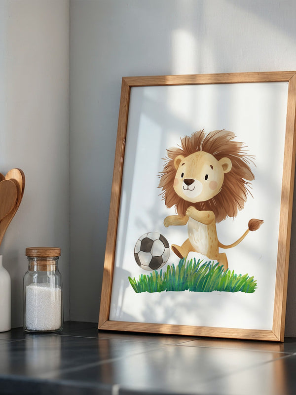 Löwe Fußball Illustration verspielt