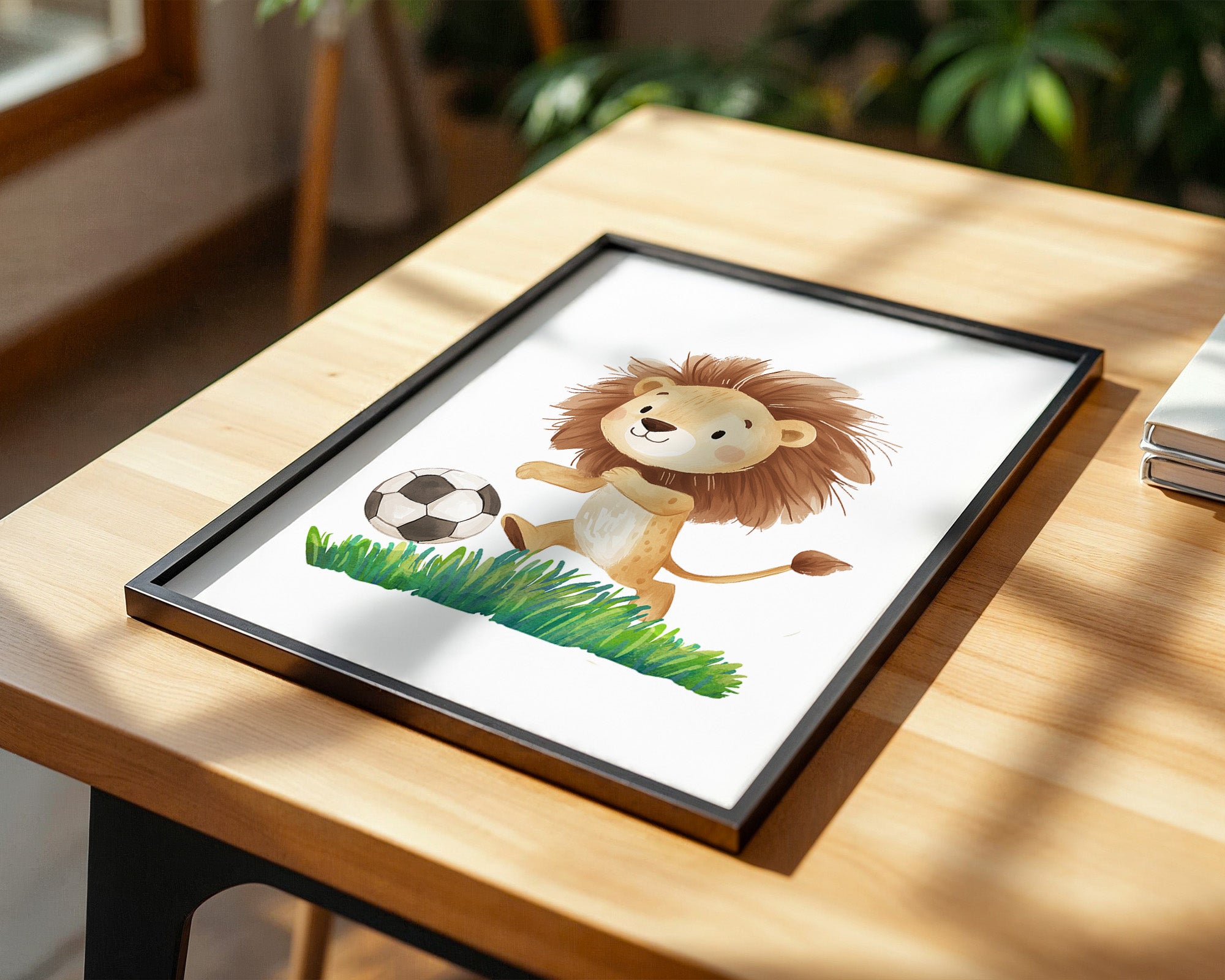 Löwe Fußball Illustration verspielt