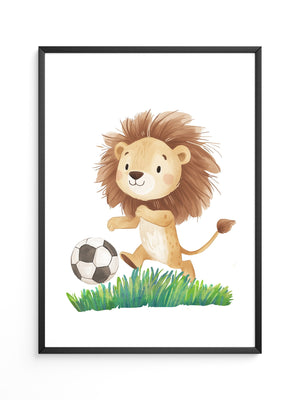 Löwe Fußball Illustration verspielt