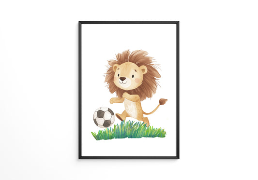 Löwe Fußball Illustration verspielt
