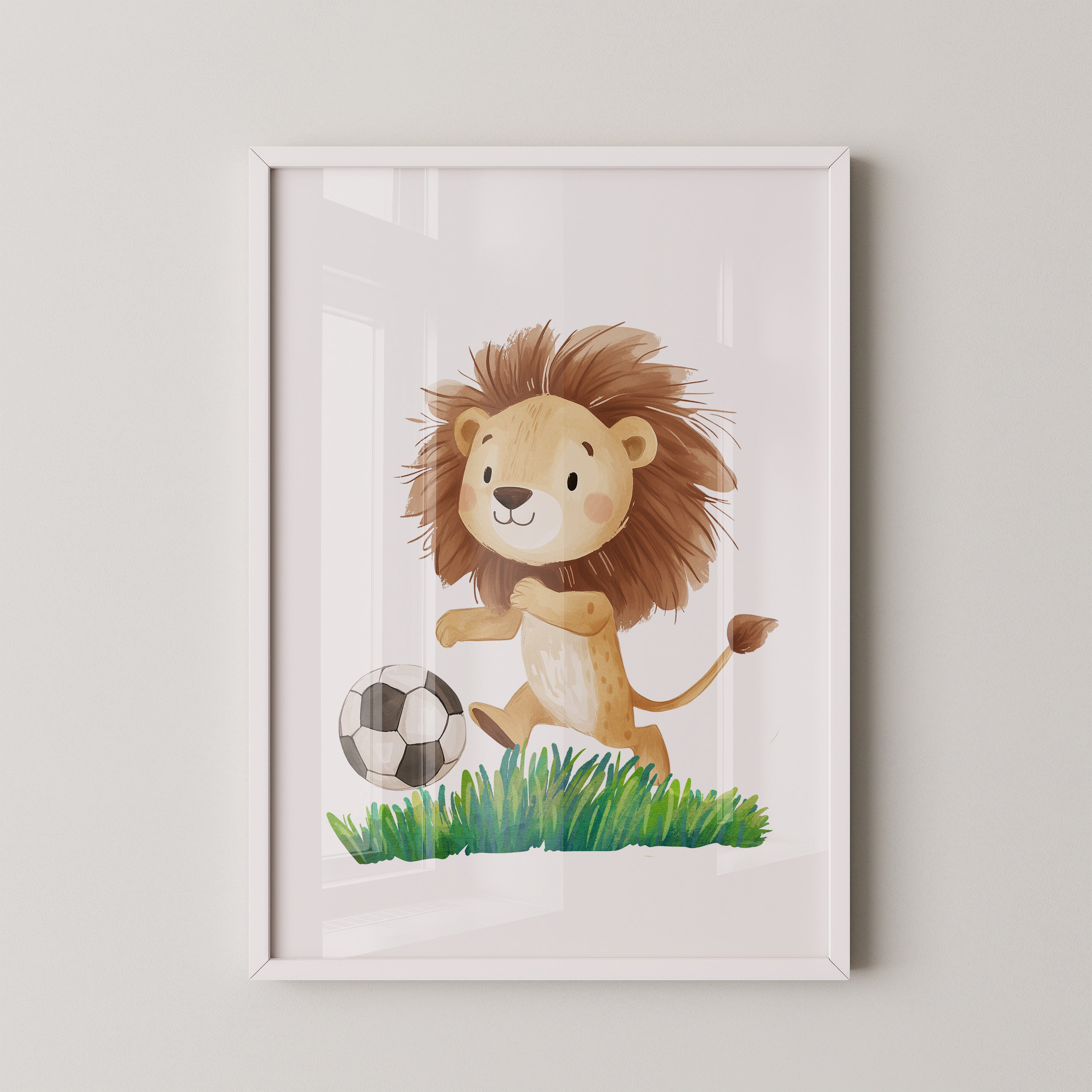 Löwe Fußball Illustration verspielt