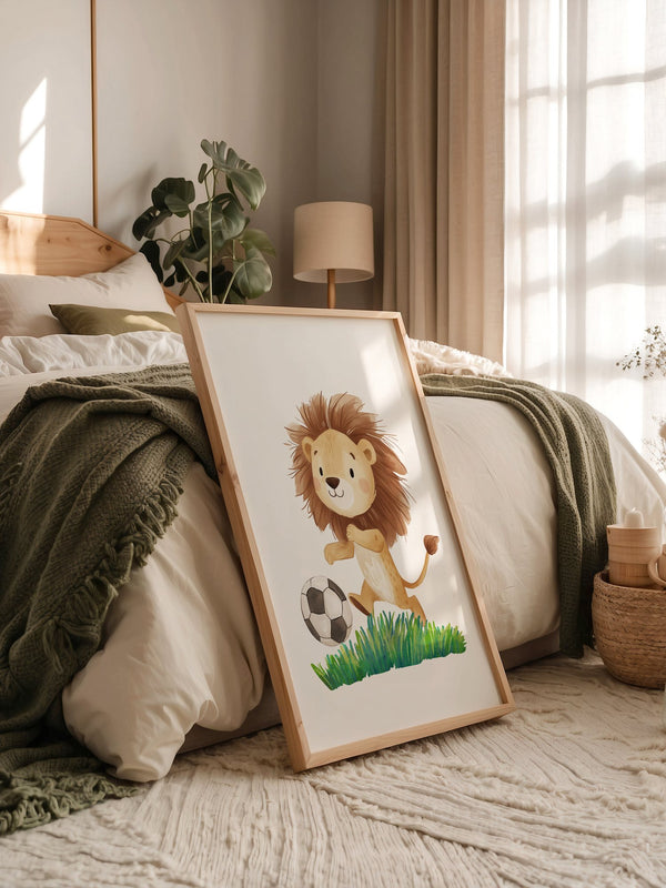 Löwe Fußball Illustration verspielt