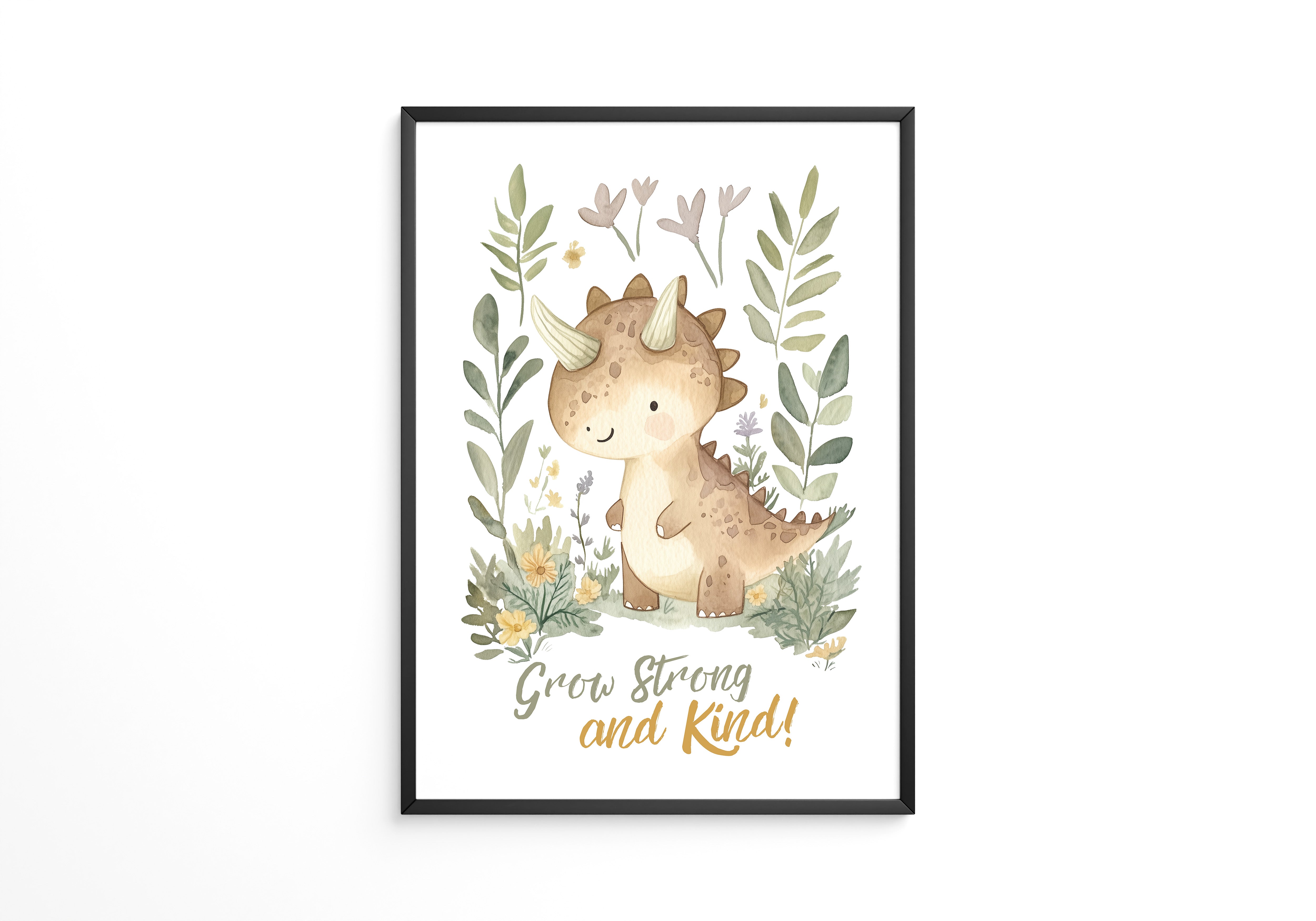 Niedlicher Dino Aquarell Pflanzen