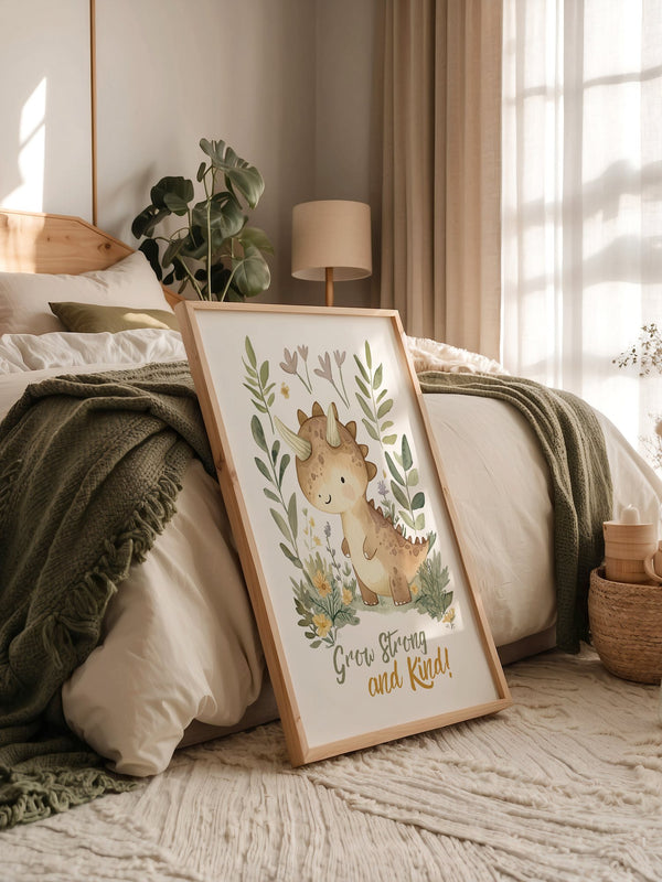 Niedlicher Dino Aquarell Pflanzen