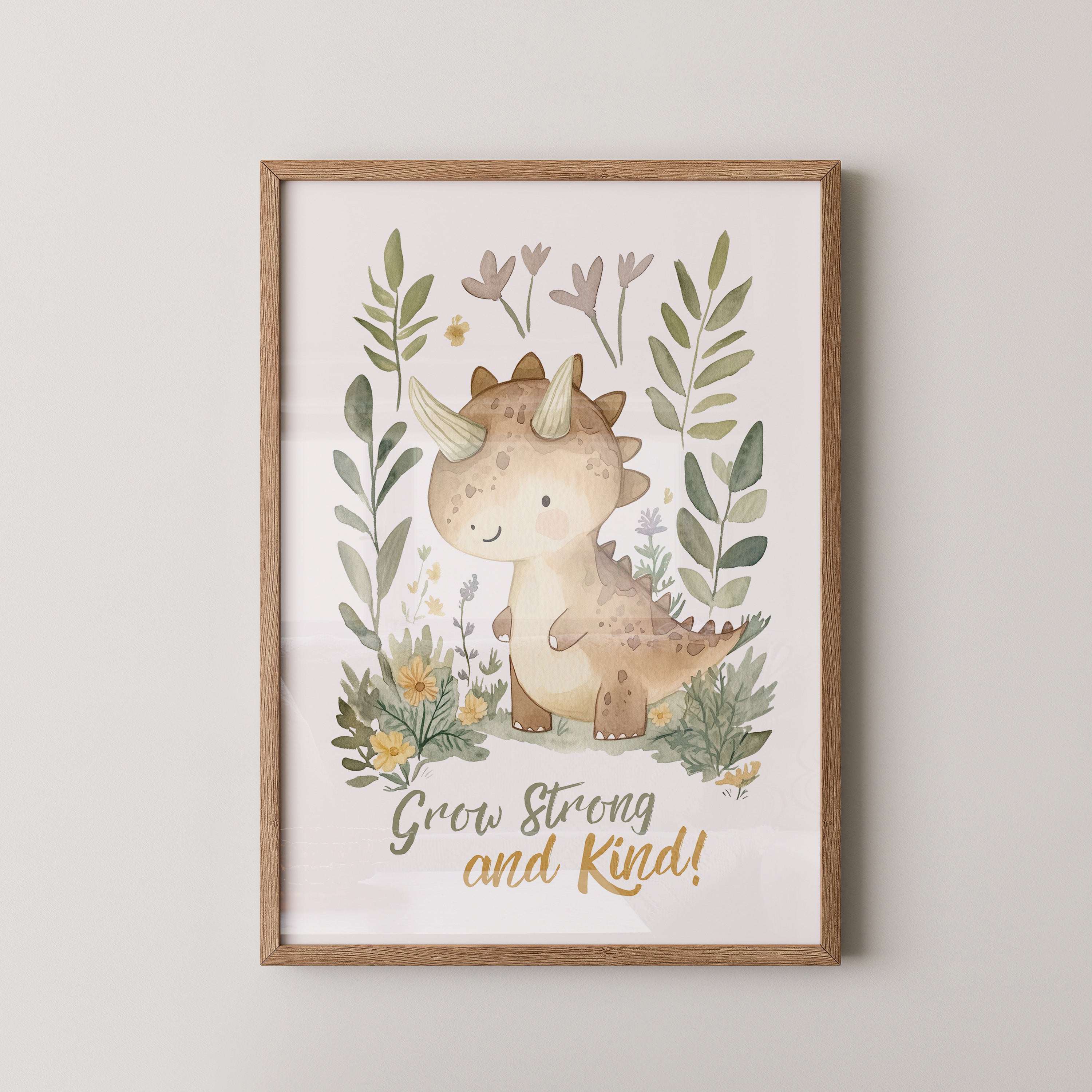 Niedlicher Dino Aquarell Pflanzen