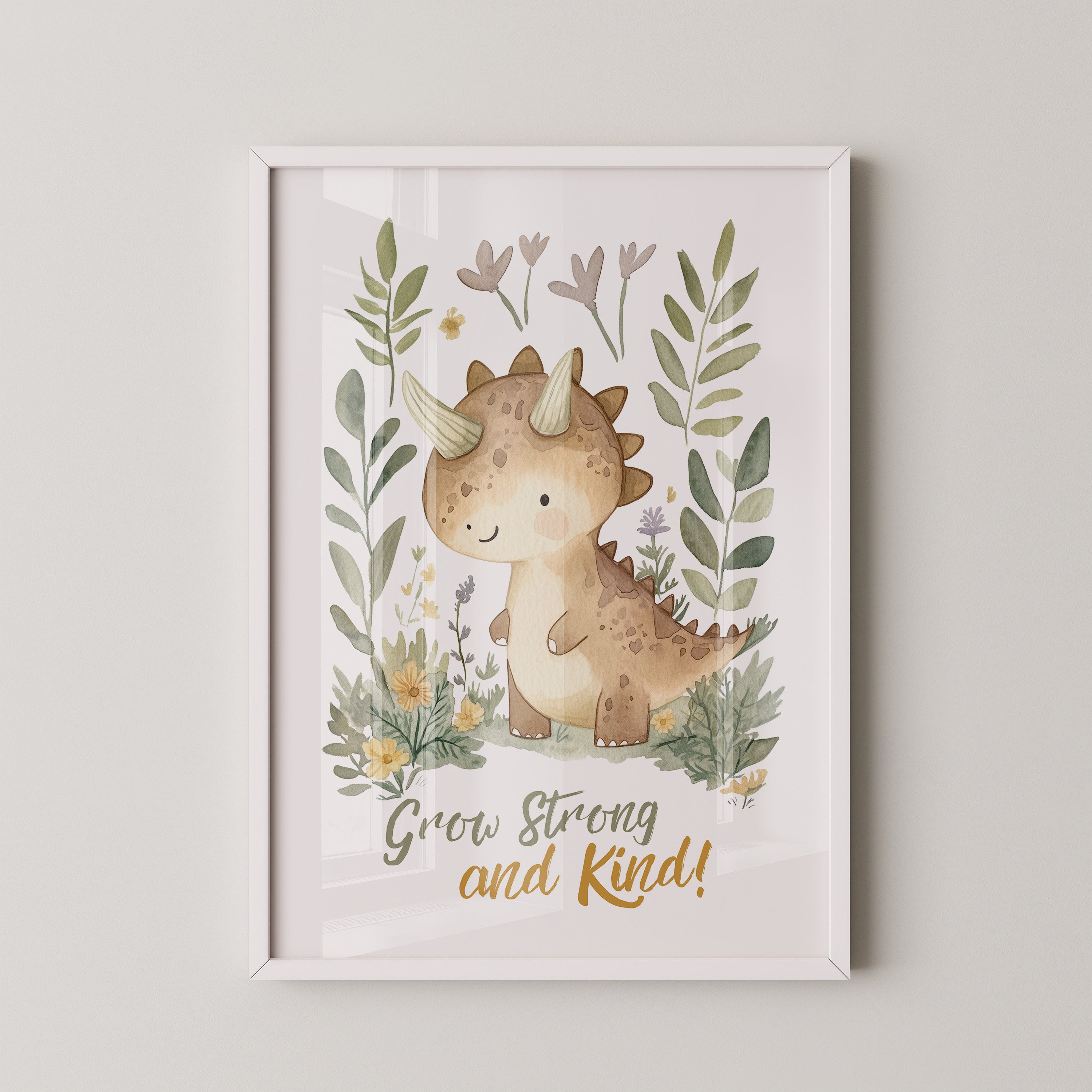 Niedlicher Dino Aquarell Pflanzen