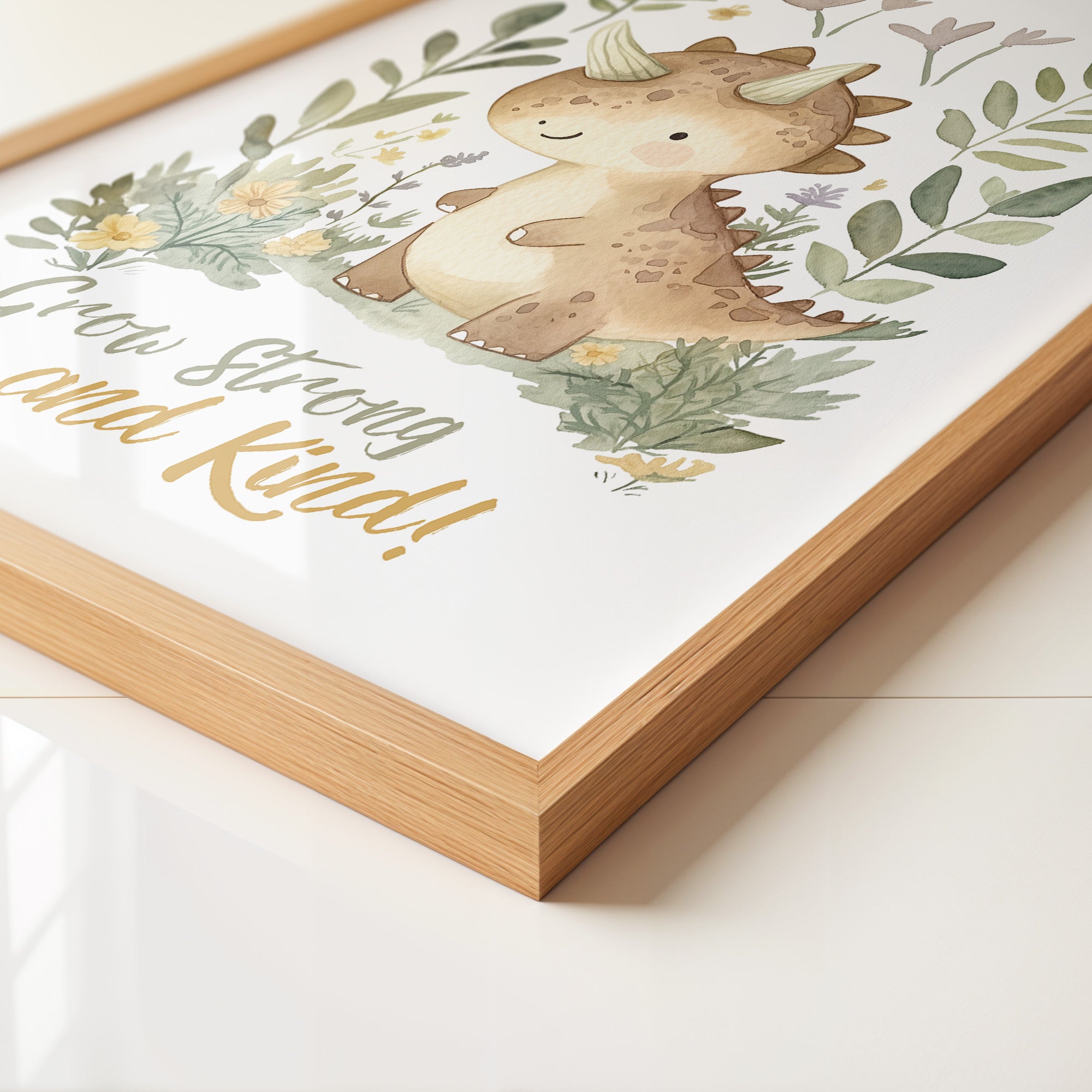 Niedlicher Dino Aquarell Pflanzen