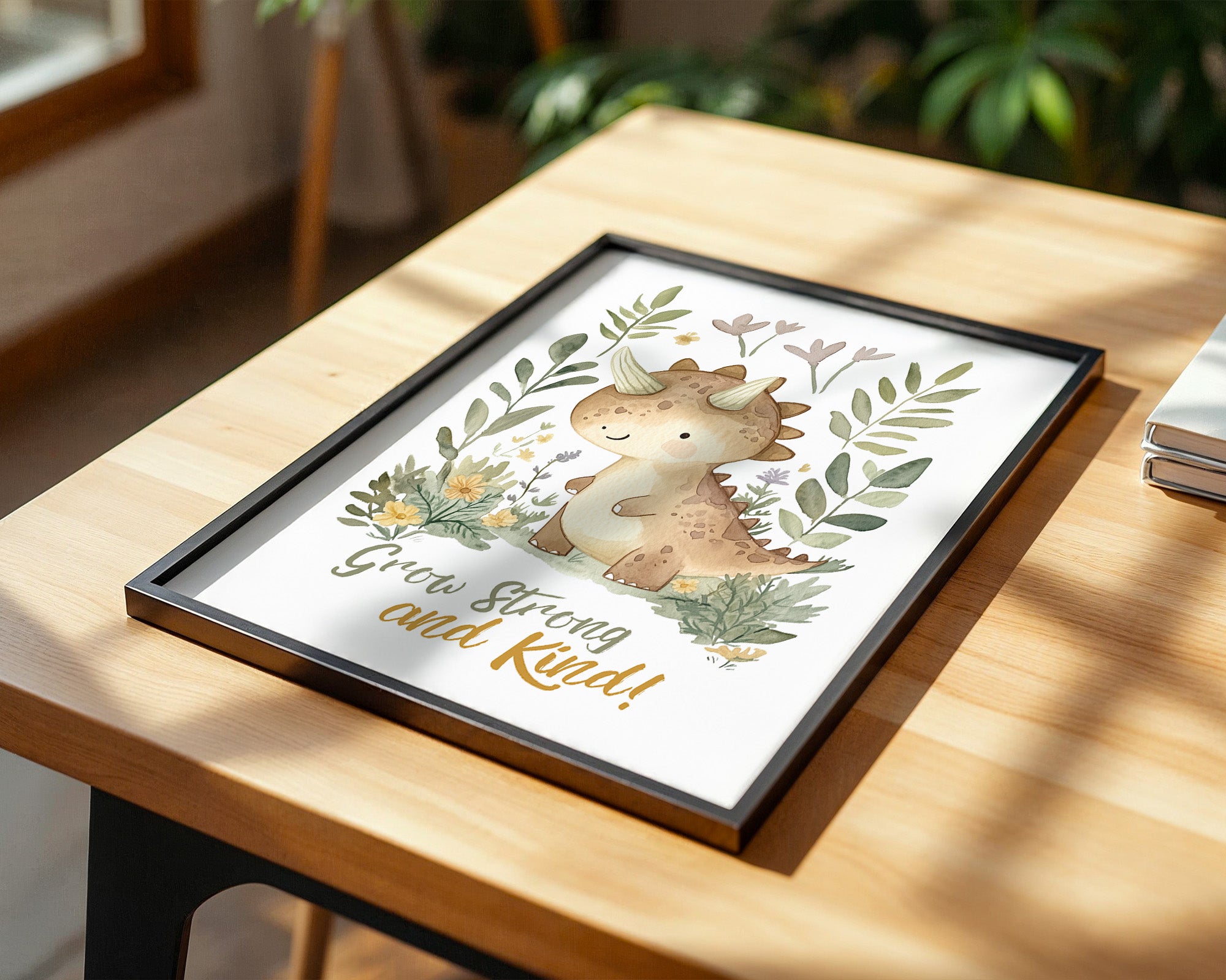 Niedlicher Dino Aquarell Pflanzen