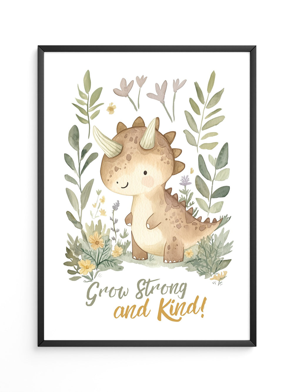 Niedlicher Dino Aquarell Pflanzen