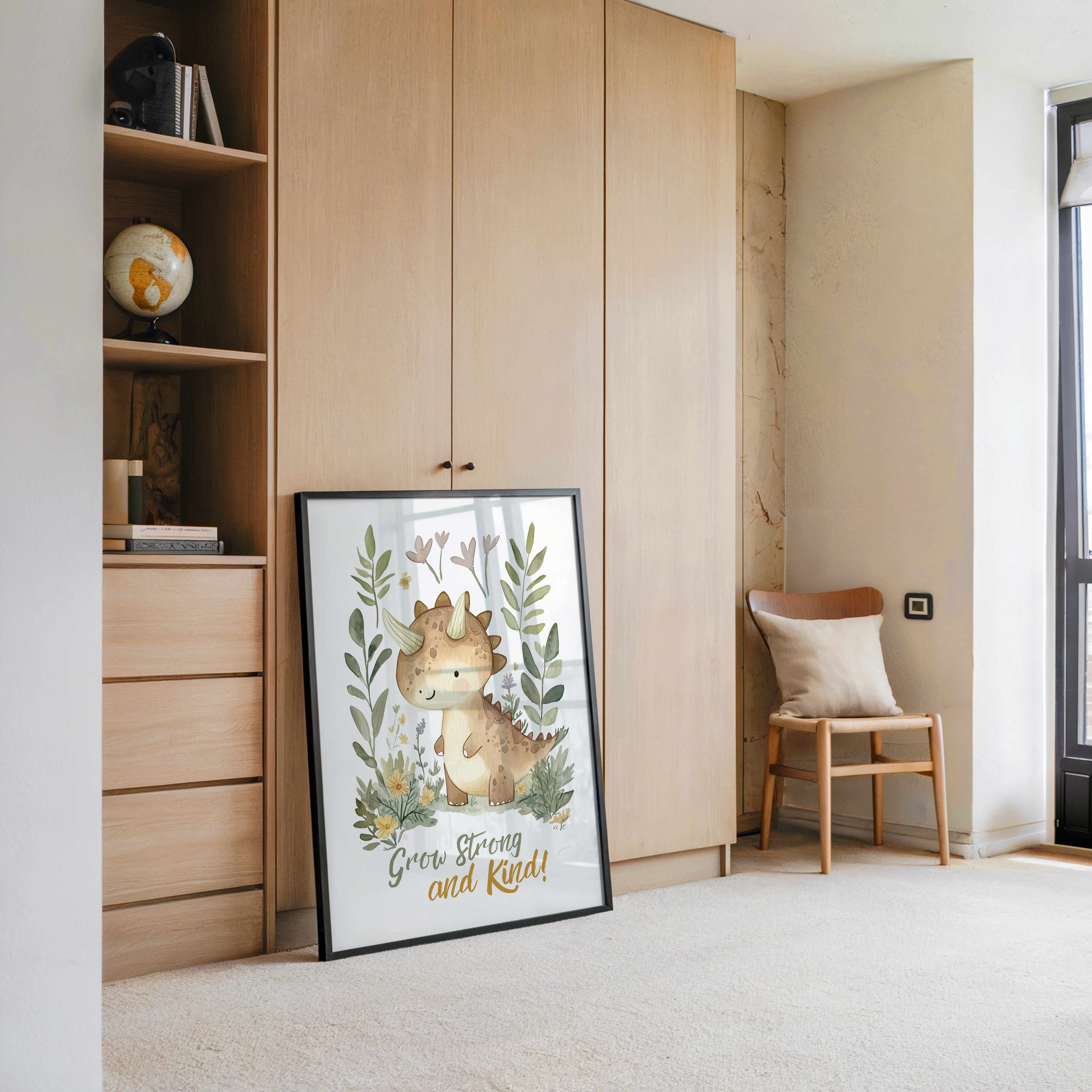 Niedlicher Dino Aquarell Pflanzen