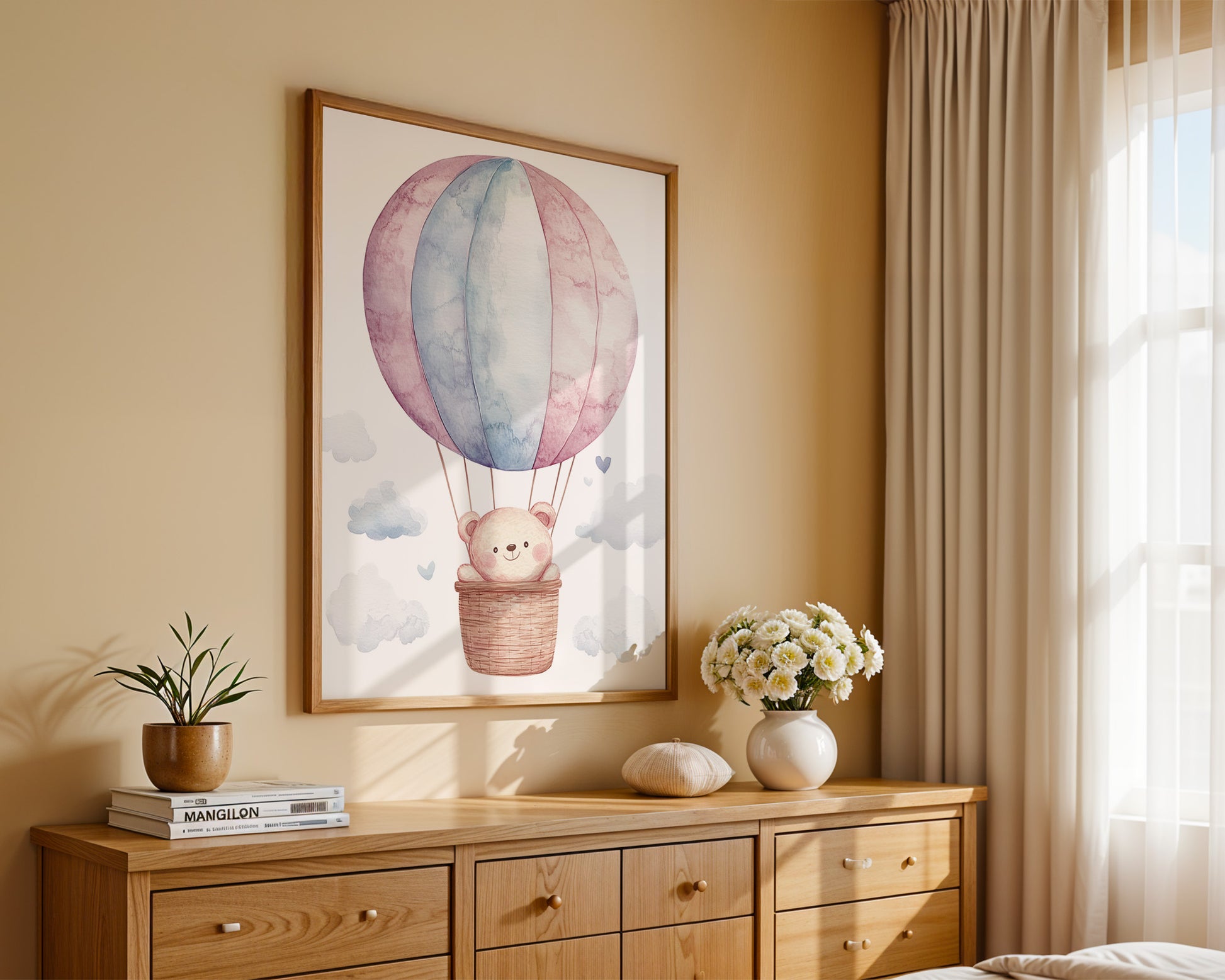Heißluftballon Teddy Pastell