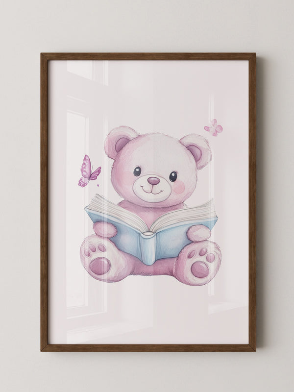 Teddybär Aquarell mit Buch
