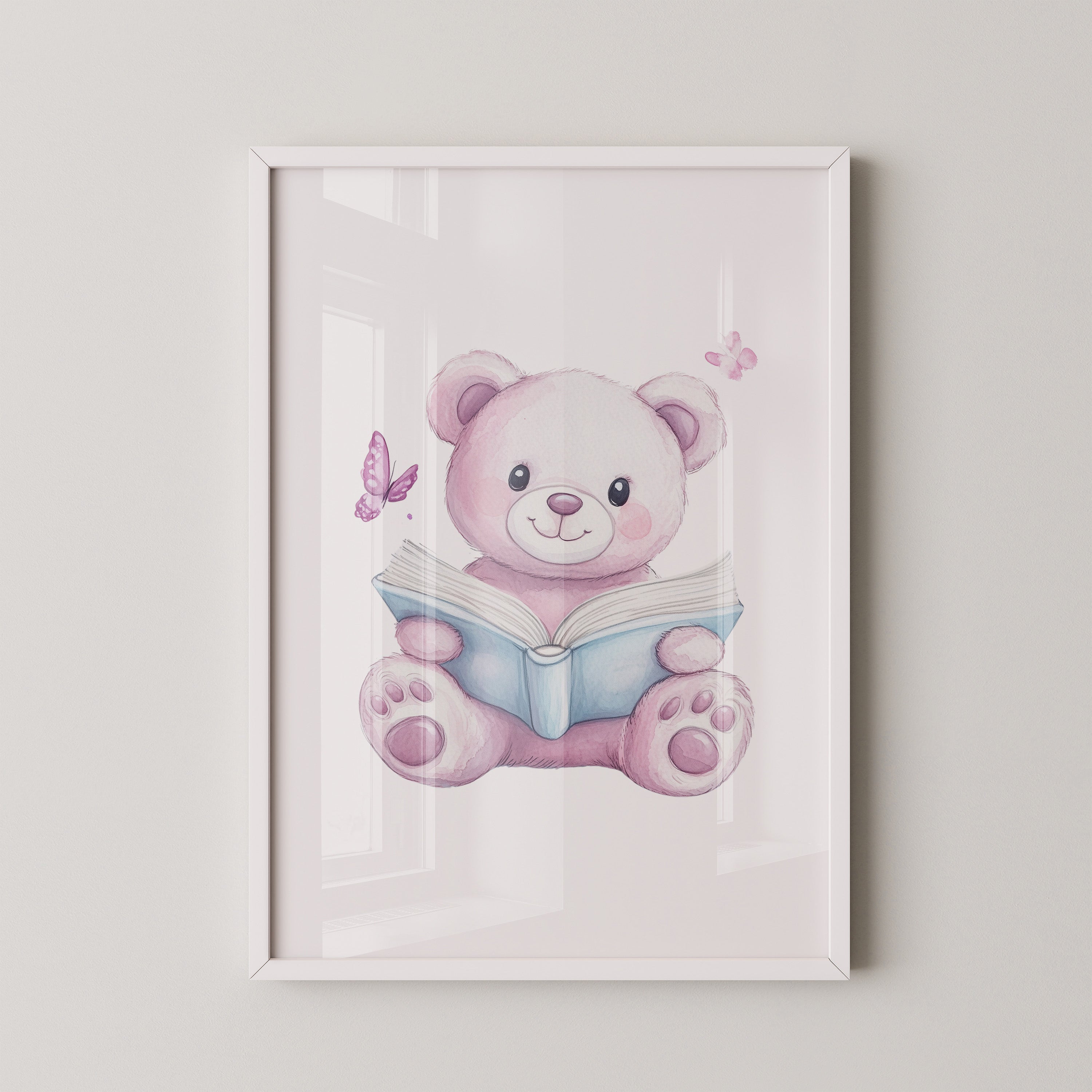 Teddybär Aquarell mit Buch