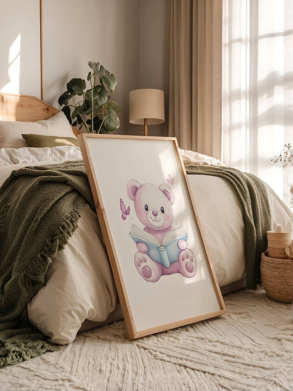 Teddybär Aquarell mit Buch