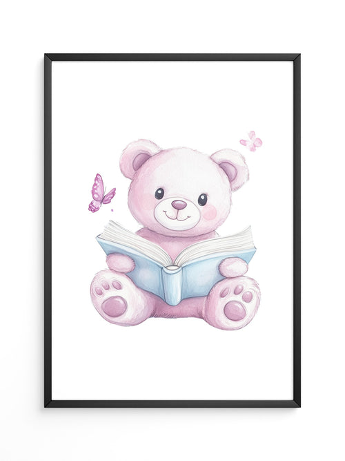 Teddybär Aquarell mit Buch
