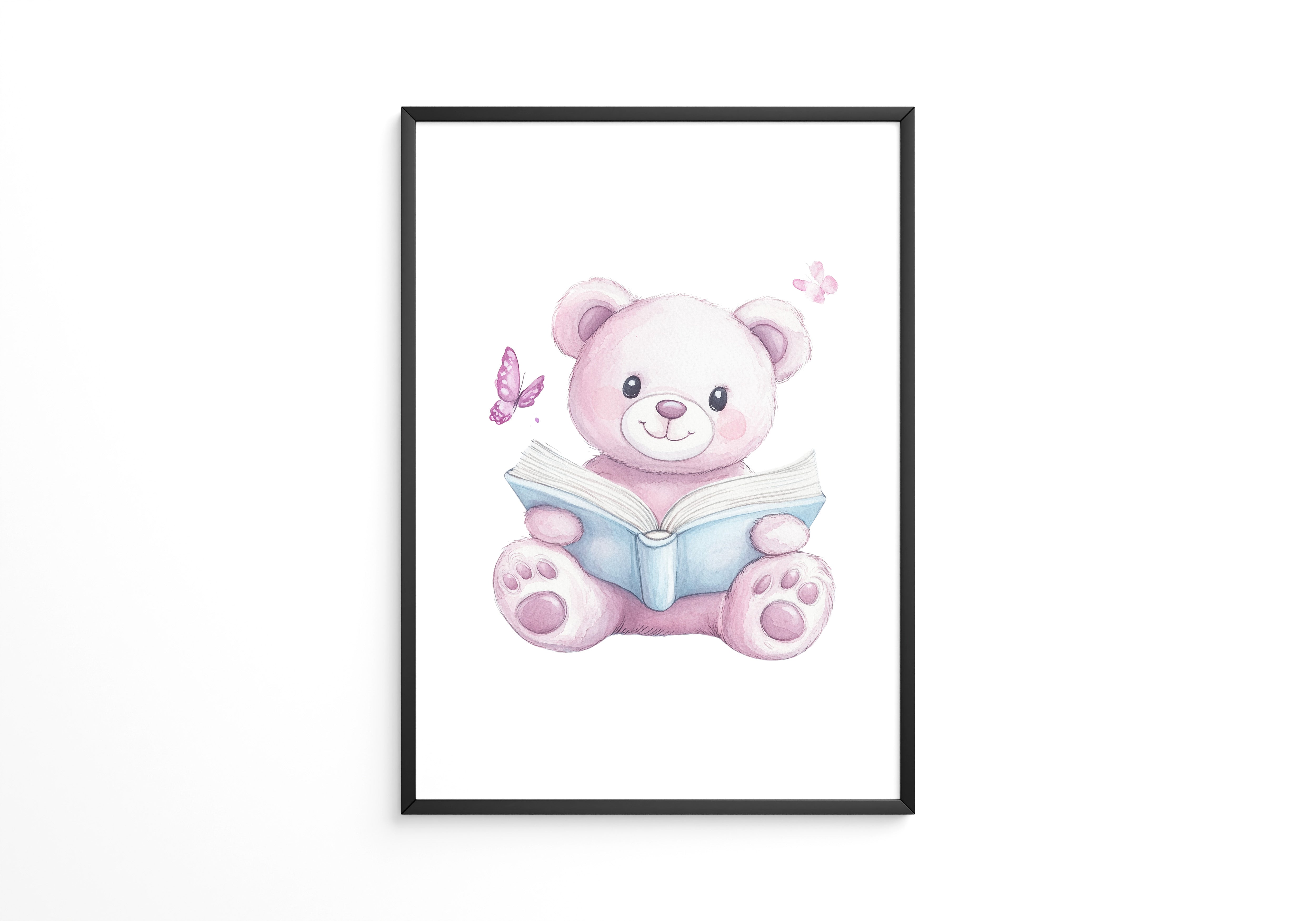 Teddybär Aquarell mit Buch