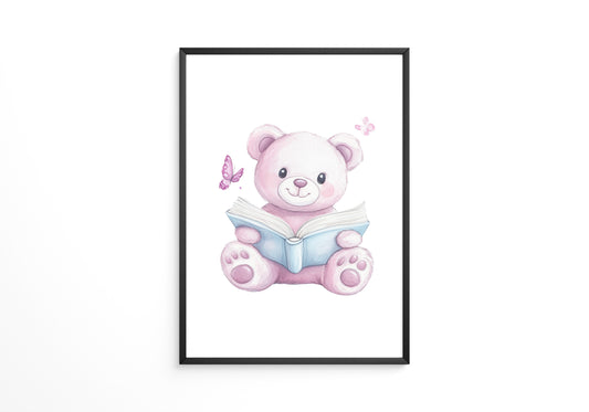 Teddybär Aquarell mit Buch