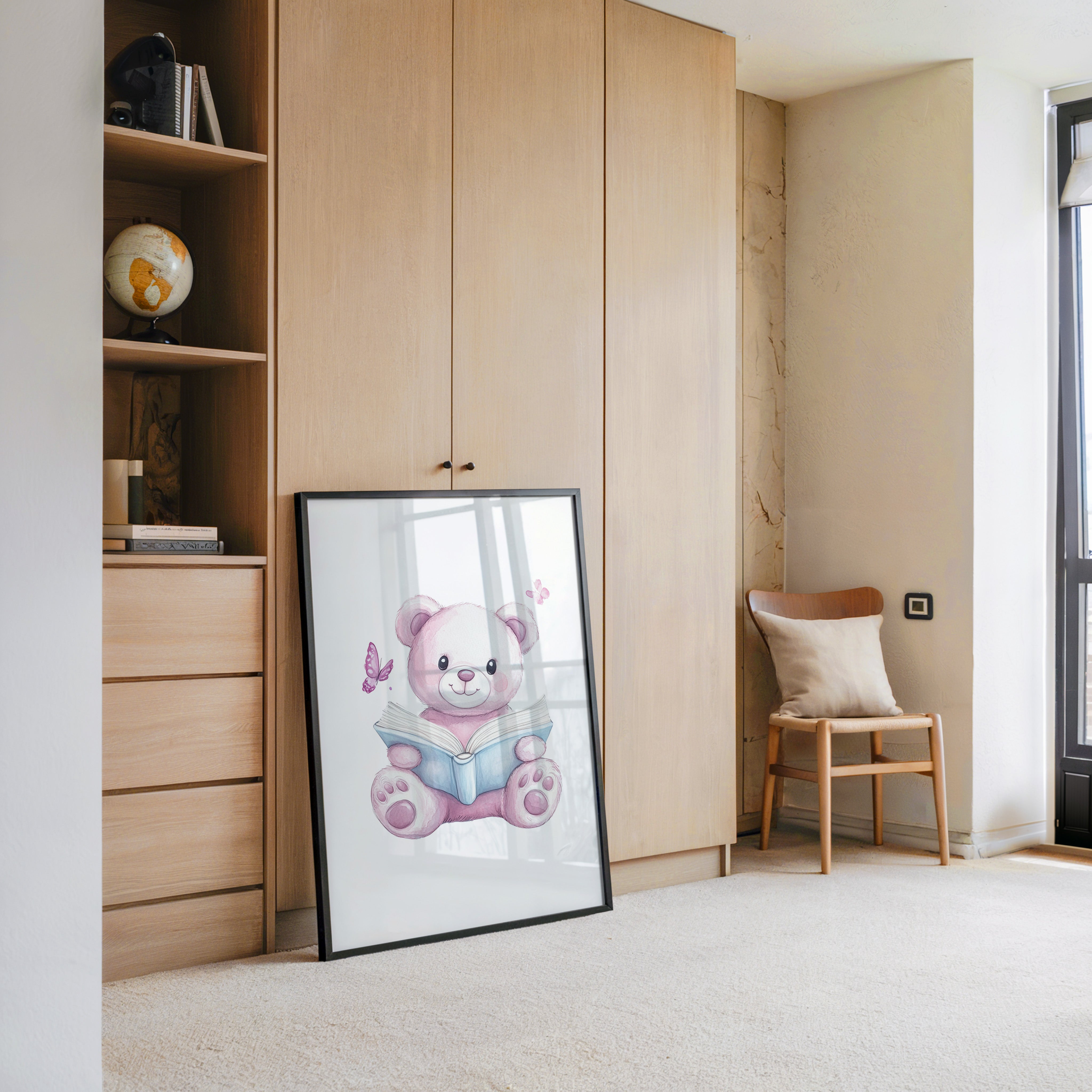 Teddybär Aquarell mit Buch