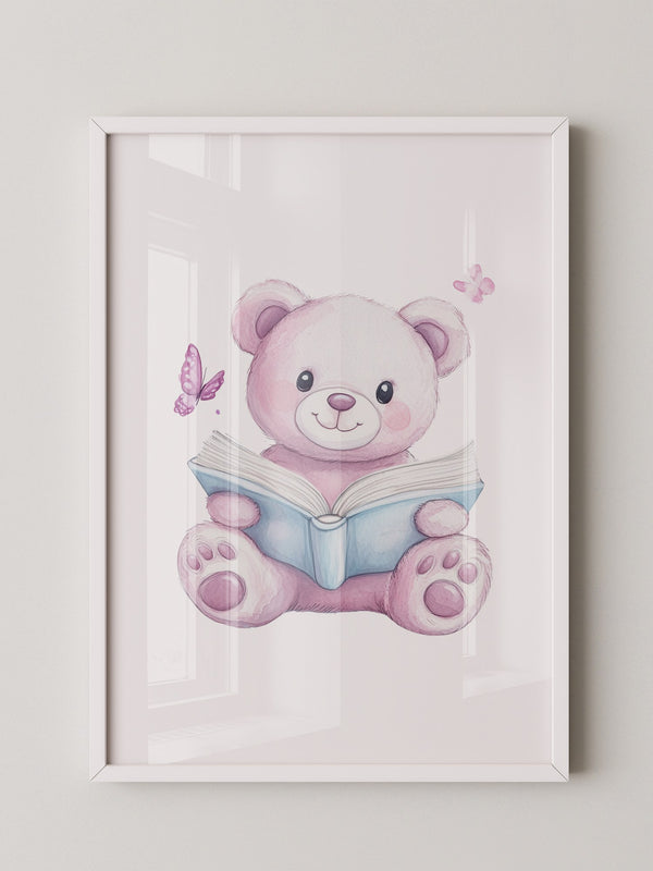 Teddybär Aquarell mit Buch