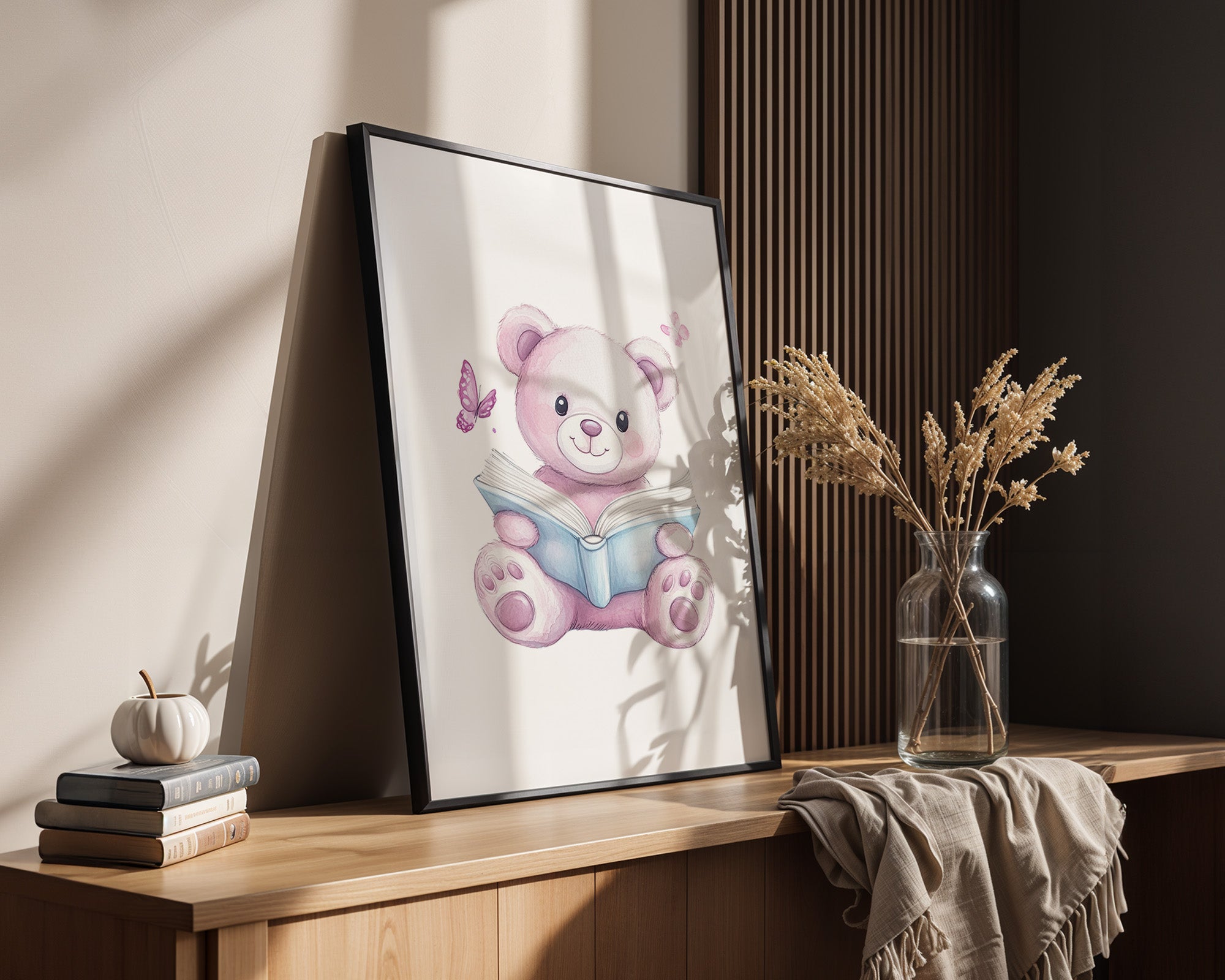 Teddybär Aquarell mit Buch