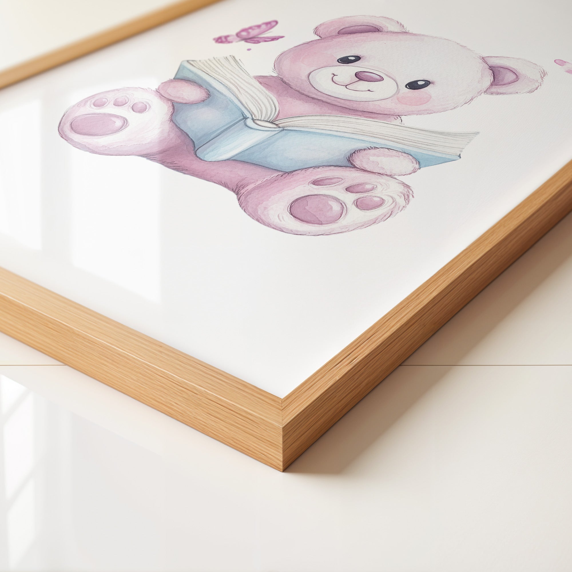 Teddybär Aquarell mit Buch