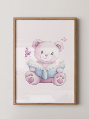Teddybär Aquarell mit Buch