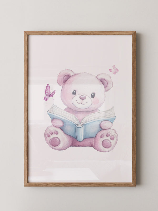 Teddybär Aquarell mit Buch