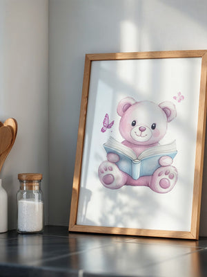 Teddybär Aquarell mit Buch